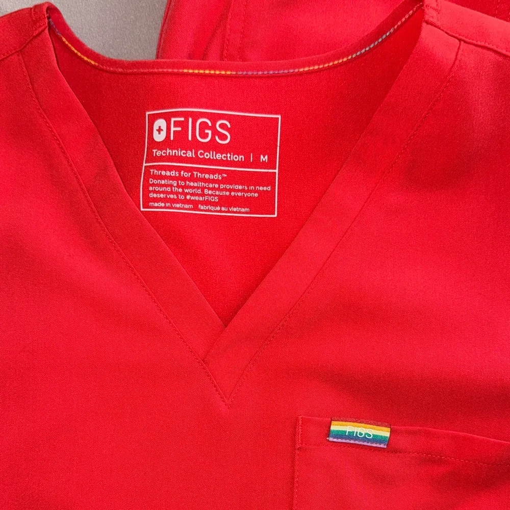 Figs Bright Red Short Sleeve Tee - Picture 2 of 5